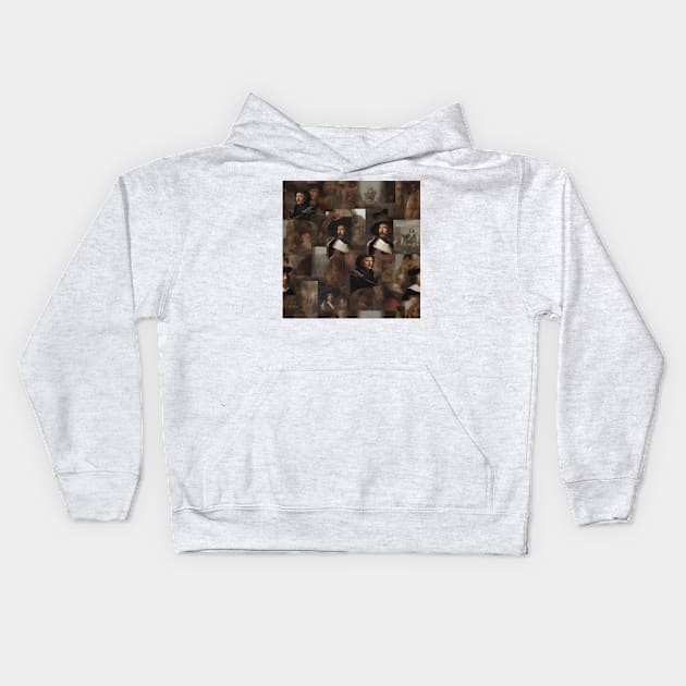 Rembrandt Paintings Mashup Kids Hoodie by Grassroots Green